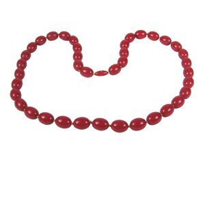 Lucite Plastic Oval Beaded Necklace 33 in Vintage Strand Jewelry Bead Statement